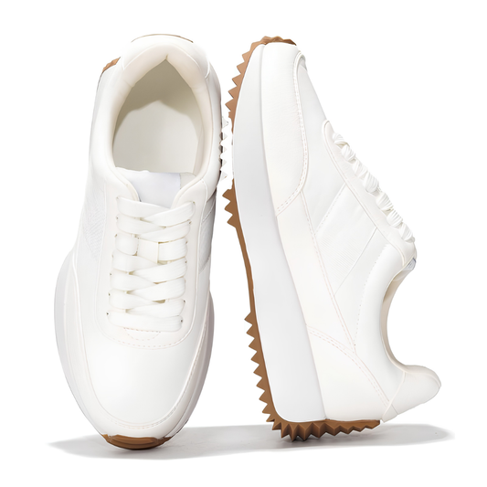 Comfortable Trainers for Women with Lace Up Panelled Upper Cushioned Platform Sole Low Top Style
