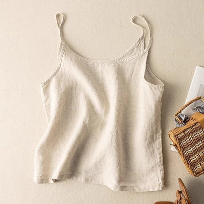 Effortless Linen Tank Top for Women with Scoop Neck Sleeveless Relaxed Casual Style