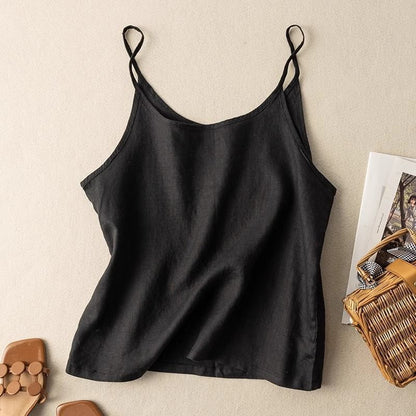 Effortless Linen Tank Top for Women with Scoop Neck Sleeveless Relaxed Casual Style