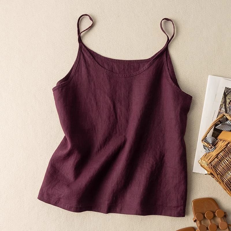 Effortless Linen Tank Top for Women with Scoop Neck Sleeveless Relaxed Casual Style