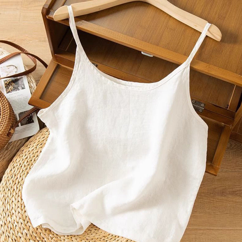 Effortless Linen Tank Top for Women with Scoop Neck Sleeveless Relaxed Casual Style