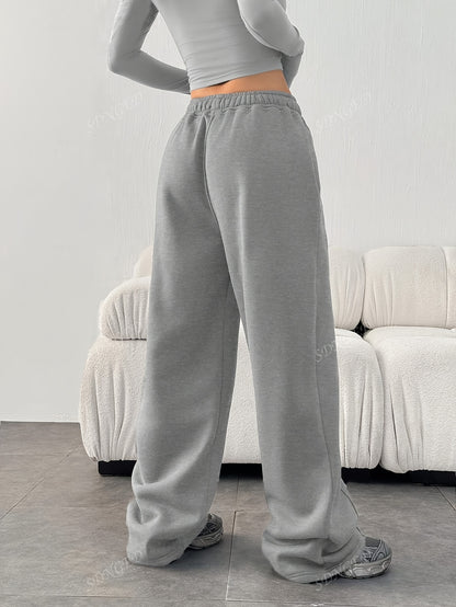 Effortless Wide Leg Sweatpants for Women with High Waist Drawstring Relaxed Casual Style