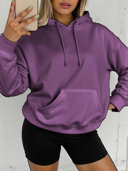 Comfortable White Fleece Hoodie for Women with Drawstring Hood Long Sleeve Relaxed Oversized Style