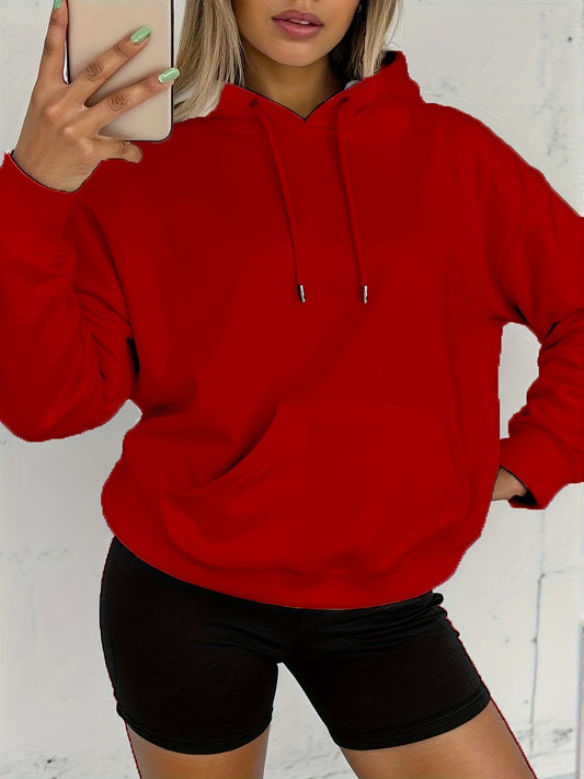 Comfortable White Fleece Hoodie for Women with Drawstring Hood Long Sleeve Relaxed Oversized Style
