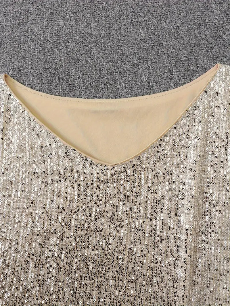Elegant Sequin Mini Dress for Women with Off Shoulder Long Sleeve Bodycon Sparkle Formal Party Style