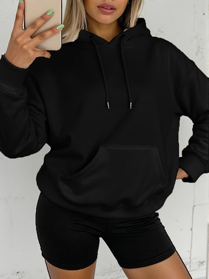 Comfortable White Fleece Hoodie for Women with Drawstring Hood Long Sleeve Relaxed Oversized Style