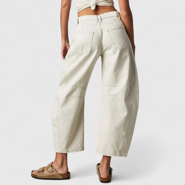 Effortless Denim Barrel Jeans for Women with High Waist Curved Seam Wide Leg Relaxed Style