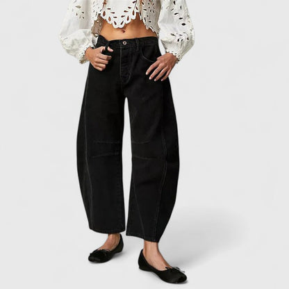 Effortless Denim Barrel Jeans for Women with High Waist Curved Seam Wide Leg Relaxed Style