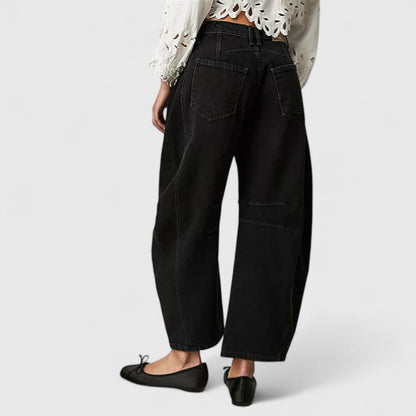 Effortless Denim Barrel Jeans for Women with High Waist Curved Seam Wide Leg Relaxed Style
