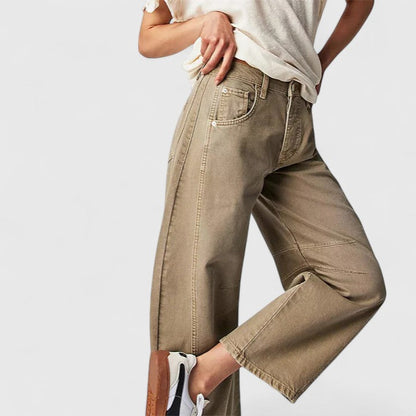 Effortless Denim Barrel Jeans for Women with High Waist Curved Seam Wide Leg Relaxed Style