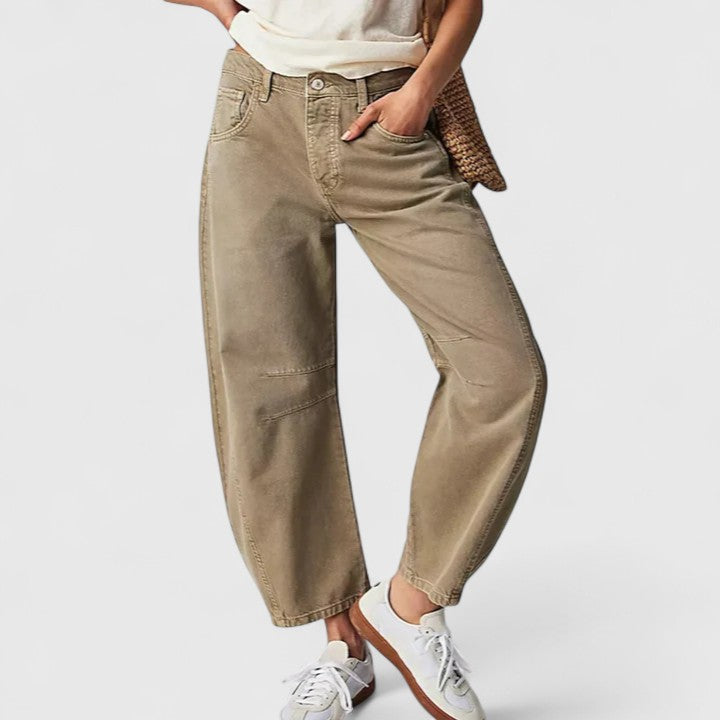 Effortless Denim Barrel Jeans for Women with High Waist Curved Seam Wide Leg Relaxed Style
