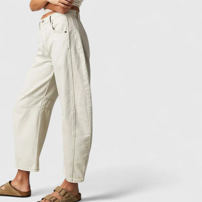 Effortless Denim Barrel Jeans for Women with High Waist Curved Seam Wide Leg Relaxed Style