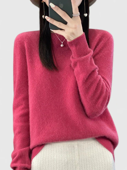 Comfortable Knit Sweater for Women with Round Neck Long Sleeve Relaxed Oversized Style