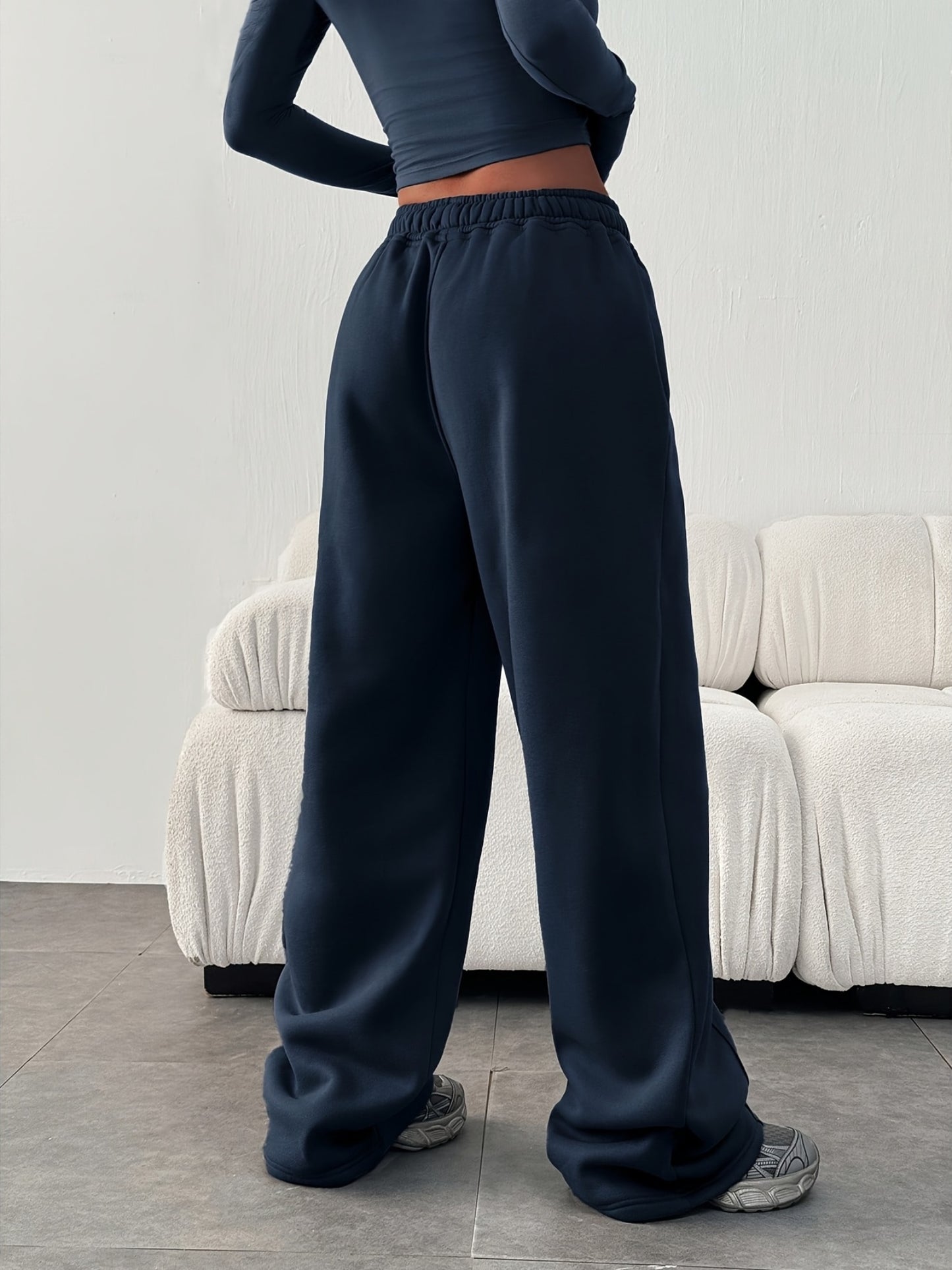 Effortless Wide Leg Sweatpants for Women with High Waist Drawstring Relaxed Casual Style