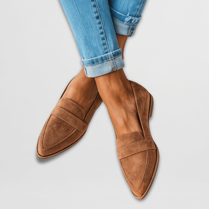Effortless Suede Penny Loafer for Women with Pointed Toe Low Heel Relaxed Casual Style