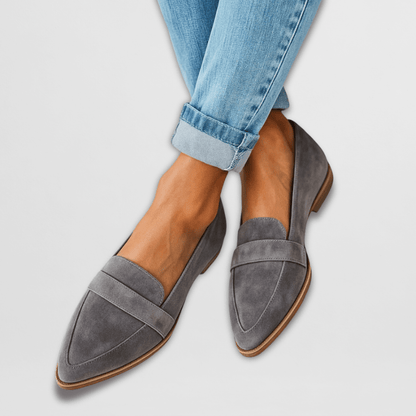 Effortless Suede Penny Loafer for Women with Pointed Toe Low Heel Relaxed Casual Style