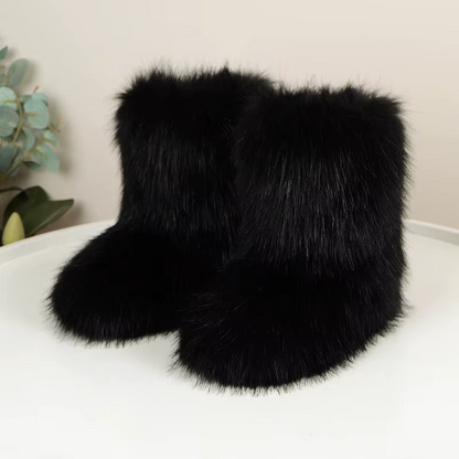 Effortless Shaggy Faux Fur Snow Boot for Women with Fluffy Pull On Chunky Winter Style