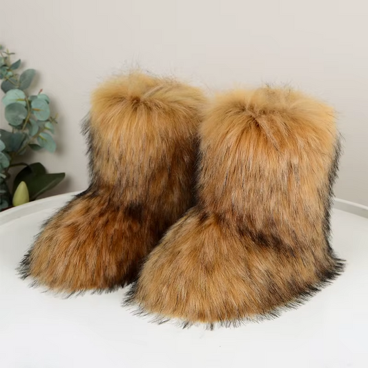 Effortless Shaggy Faux Fur Snow Boot for Women with Fluffy Pull On Chunky Winter Style