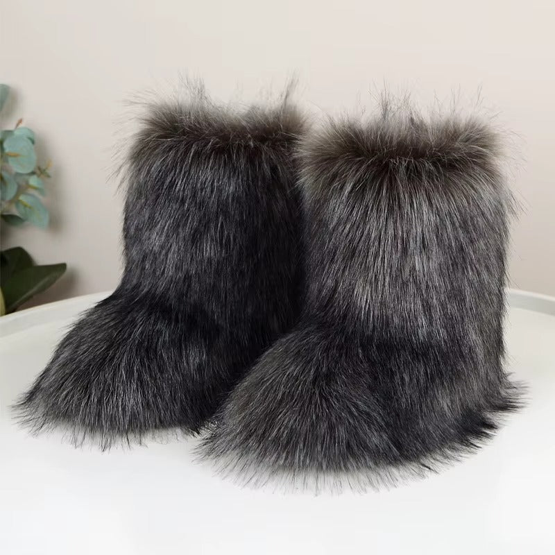 Effortless Shaggy Faux Fur Snow Boot for Women with Fluffy Pull On Chunky Winter Style