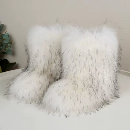 Effortless Shaggy Faux Fur Snow Boot for Women with Fluffy Pull On Chunky Winter Style