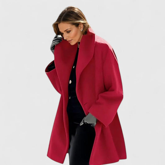 Elegant Wool Coat for Women with Shawl Collar Long Sleeve Oversized Relaxed Style