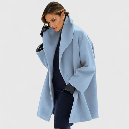 Elegant Wool Coat for Women with Shawl Collar Long Sleeve Oversized Open Front Relaxed Style