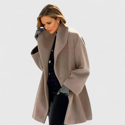 Elegant Wool Coat for Women with Shawl Collar Long Sleeve Oversized Open Front Relaxed Style