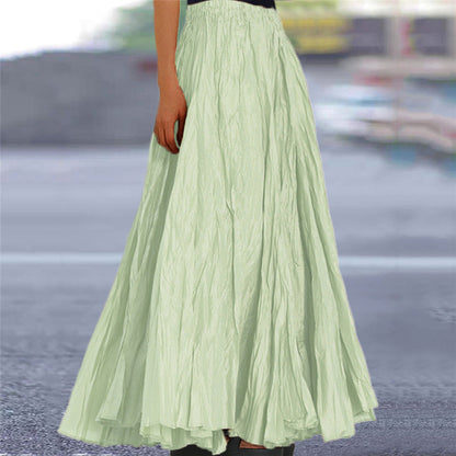 Effortless Pleated Maxi Skirt for Women with High Waist Crinkle Textured A Line Flowing Bohemian Style