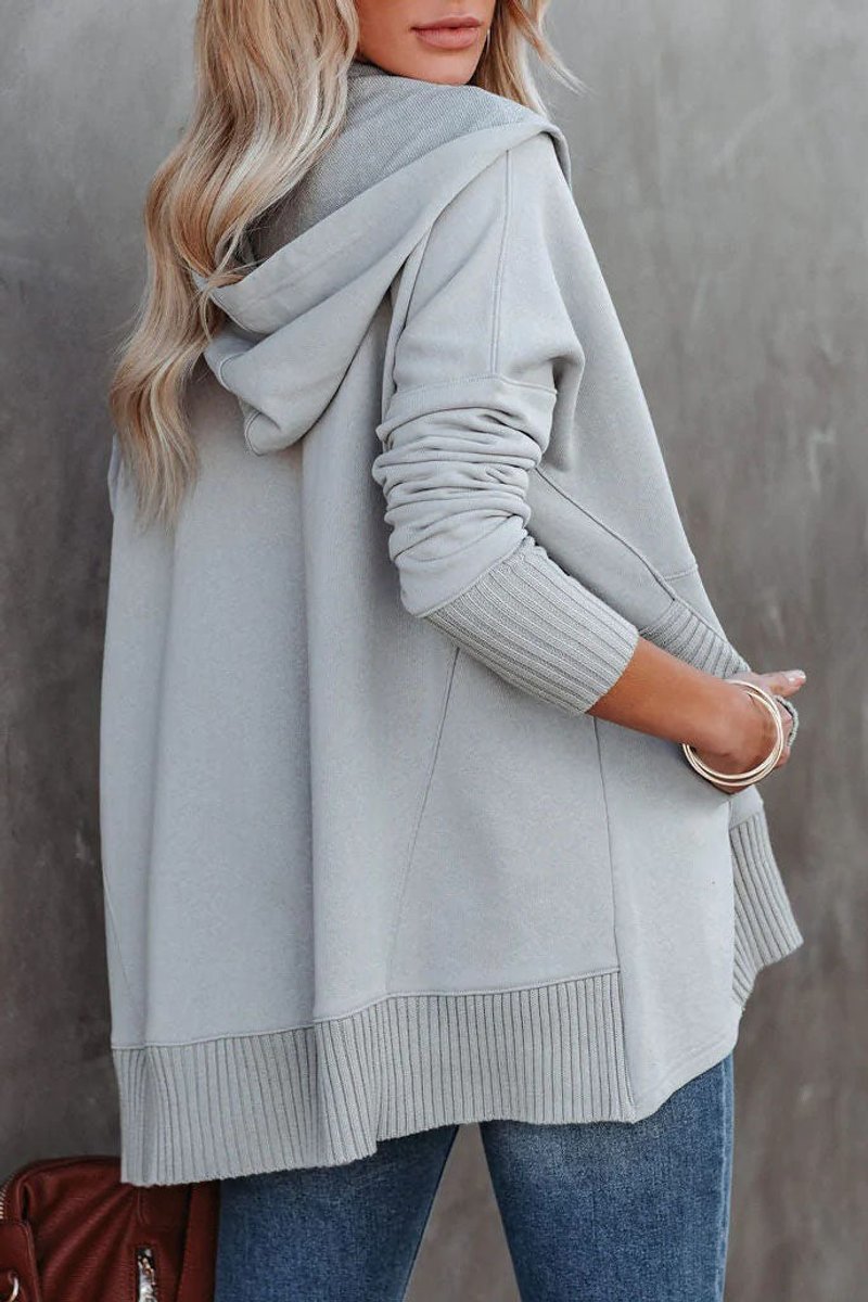 Comfortable Snap Button Hoodie for Women with Hooded Long Sleeve High Low Oversized Style