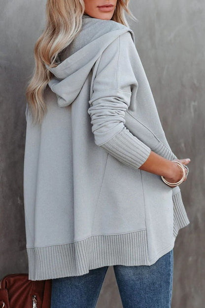 Comfortable Snap Button Hoodie for Women with Hooded Long Sleeve High Low Oversized Style