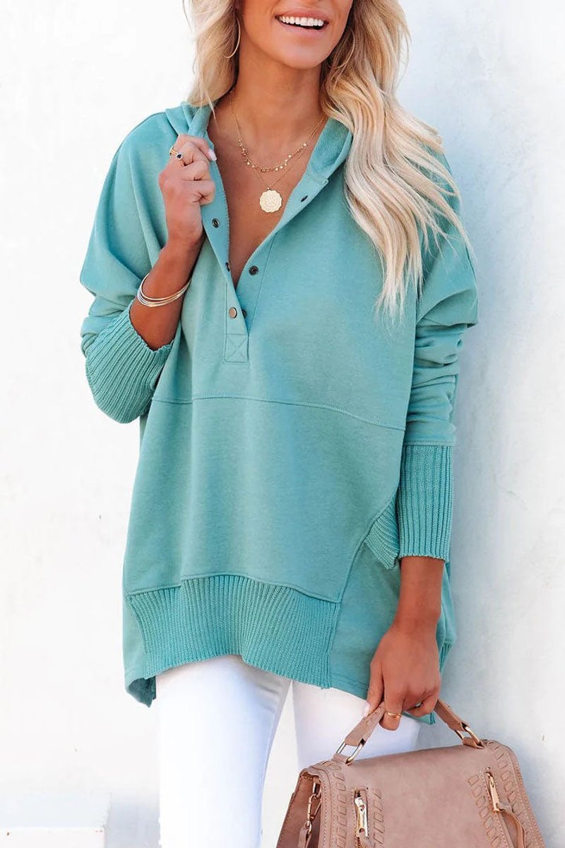 Comfortable Snap Button Hoodie for Women with Hooded Long Sleeve High Low Oversized Style