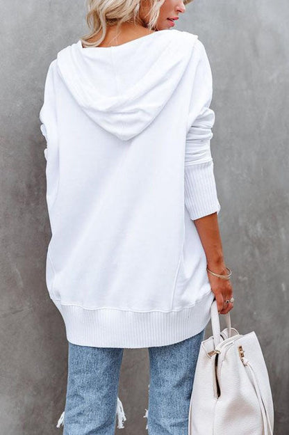 Comfortable Snap Button Hoodie for Women with Hooded Long Sleeve High Low Oversized Style
